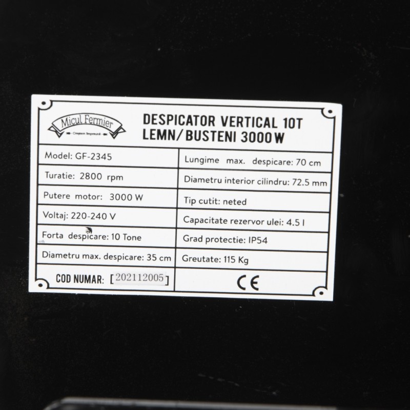 Despicator vertical 10T lemn/busteni 3000W