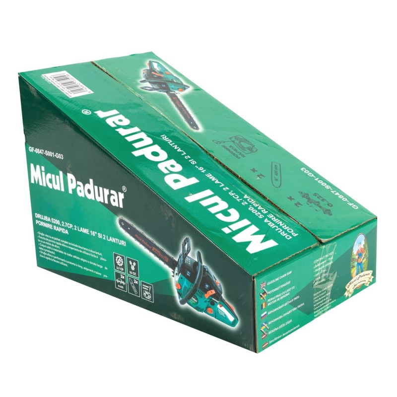 Drujba Micul Padurar 5200 52CC 2.7CP 2 lame16" si 2 lanturi, pornire rapida