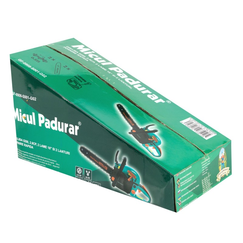 Drujba Micul Padurar 5200 52CC 2.9CP 2 lame 16'' si 2 lanturi, pornire rapida