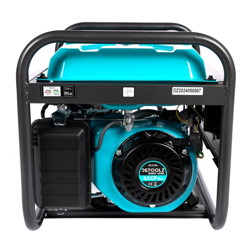 Generator Detoolz 2.5kW 2 prize 230V benzina, 4T, pornire manuala 15L fara roti G01