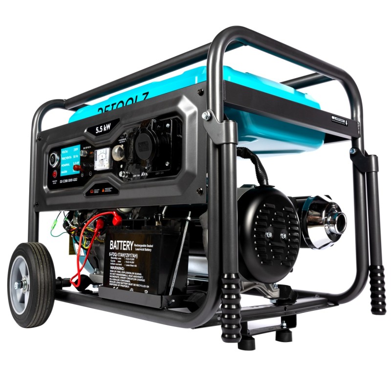 Generator Detoolz 5.5kW 2P230 B4T pornire electrica 25L cu roti G02