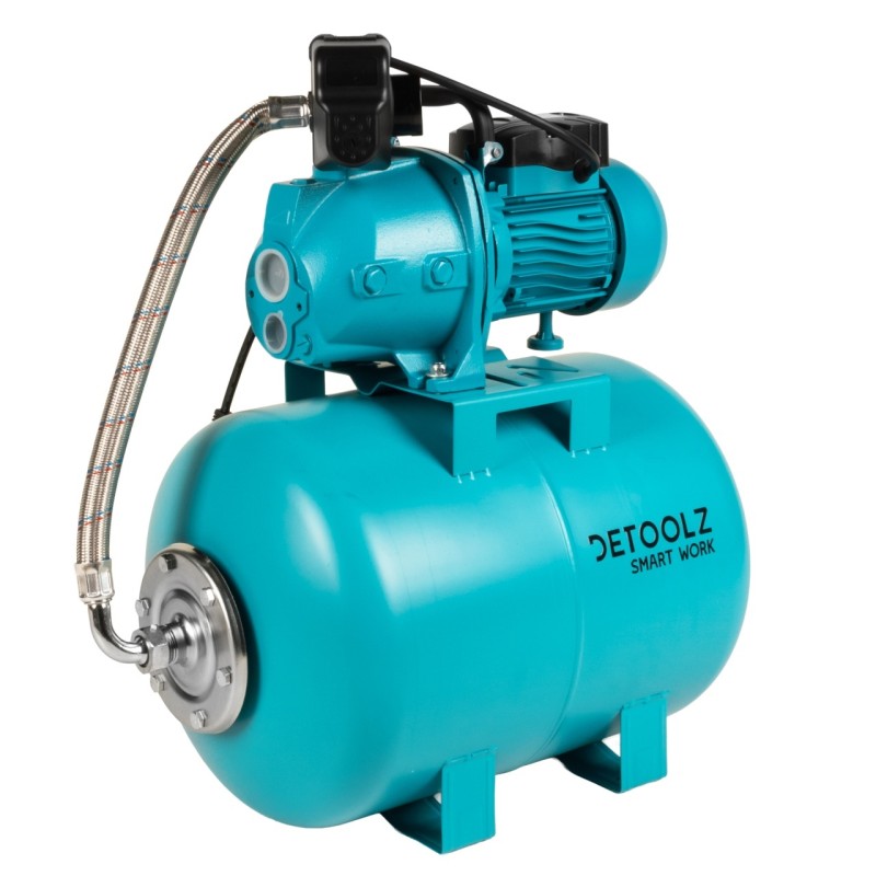 Hidrofor Detoolz 1.1 kW, debit maxim 2480lh, inaltime maxima de pompare 45m, corp pompa fonta, butelie 50L, ejector
