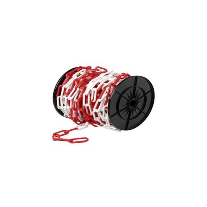 Lant din plastic alb -rosu 10x62 15m
