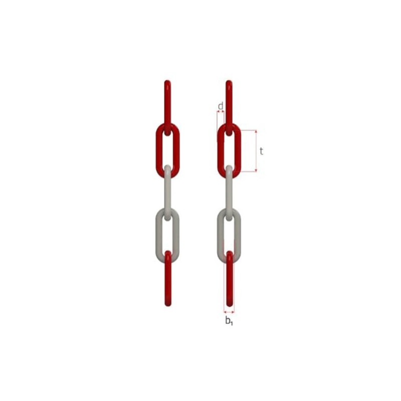 Lant din plastic alb -rosu 6x42 20m