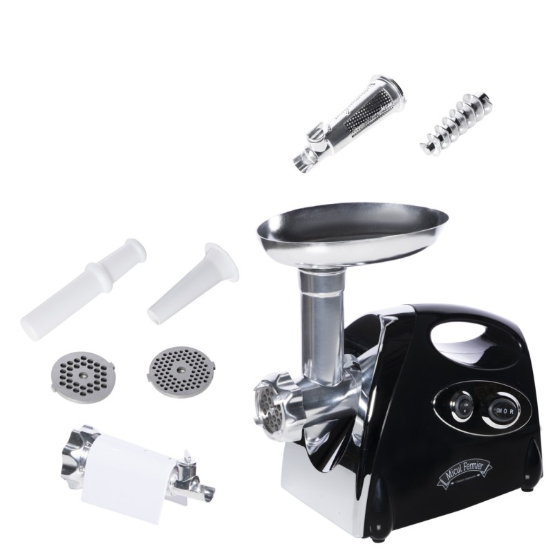 Masina de tocat carne, 1400W, 90Kg/h, neagra, cu 3 site