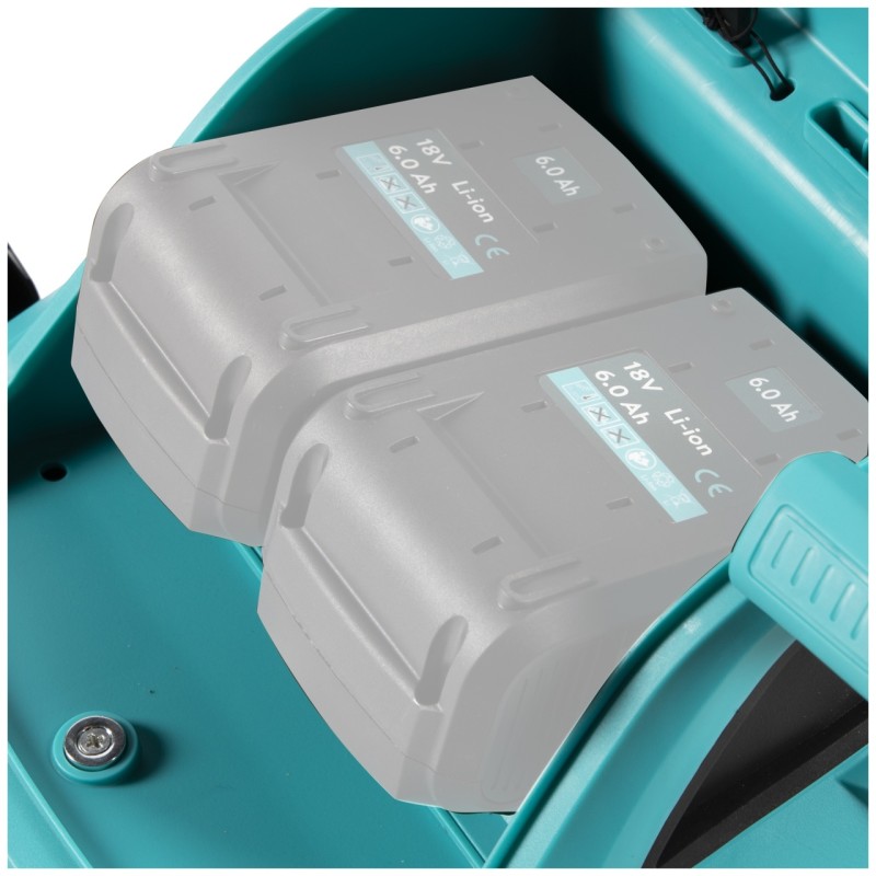 Masina de tuns gazon Detoolz, doua porturi 18V, latime de taiere 38cm, colector 36L