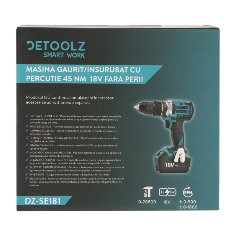 Masina gaurit/insurubat percutie 45Nm 18V fara perii