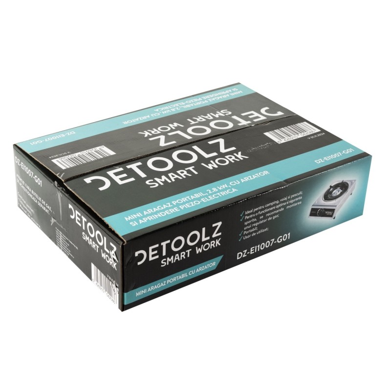 Mini aragaz portabil, Detoolz, 2.8kW, 1 ochi, Piezo