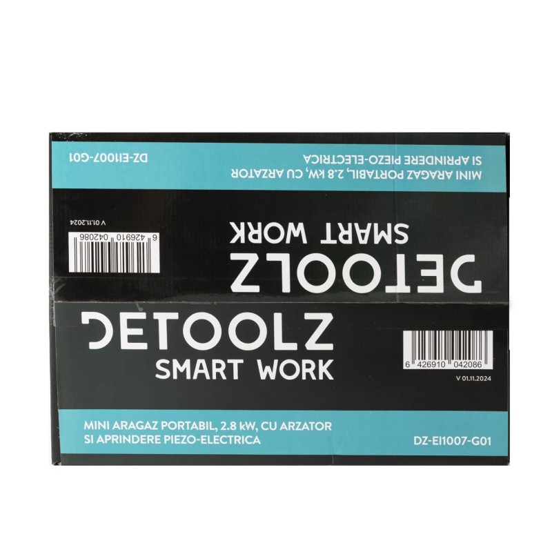 Mini aragaz portabil, Detoolz, 2.8kW, 1 ochi, Piezo