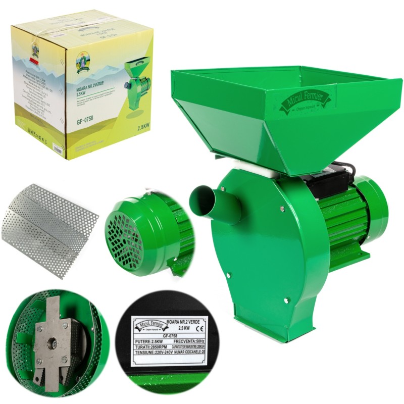 Moara de cereale Micul Fermier, 2.5KW, capacitate de productie 200Kg/h