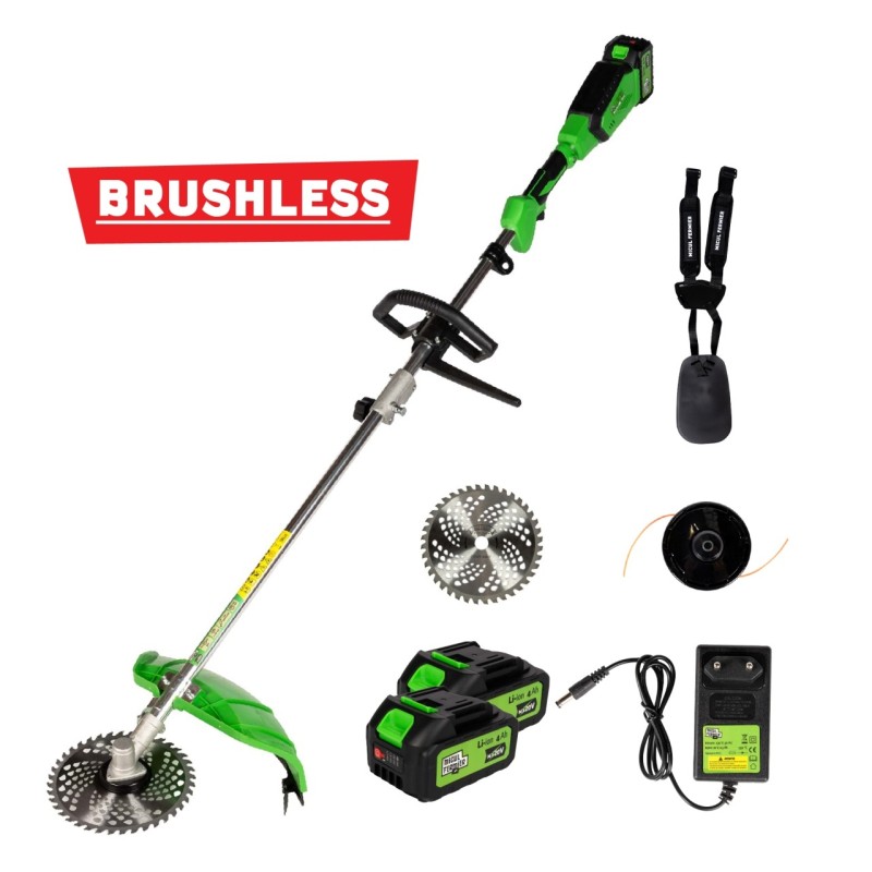 Motocoasa (Trimmer) electrica Micul Fermier 20V, 2 acumulatori 4Ah, maner simplu, motor fara perii