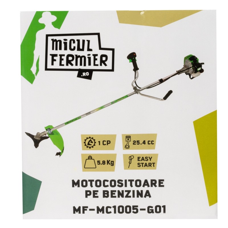 Motocositoare Micul Fermier 1CP, 25.4CC, motor benzina 2T, pornire rapida, 3 accesorii, tija 26mm