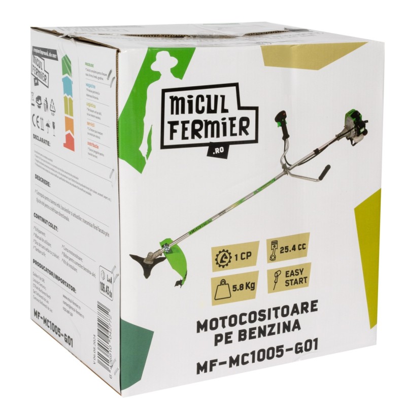 Motocositoare Micul Fermier 1CP, 25.4CC, motor benzina 2T, pornire rapida, 3 accesorii, tija 26mm