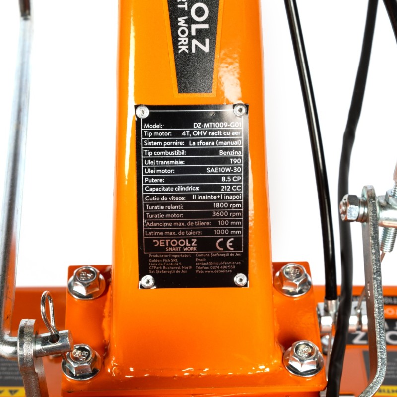 Motocultor 8.5CP Detoolz, 212cc, motor benzina 4T, cu 3 viteze si pornire manuala
