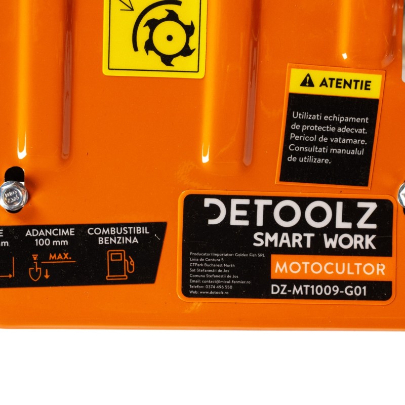 Motocultor 8.5CP Detoolz, 212cc, motor benzina 4T, cu 3 viteze si pornire manuala