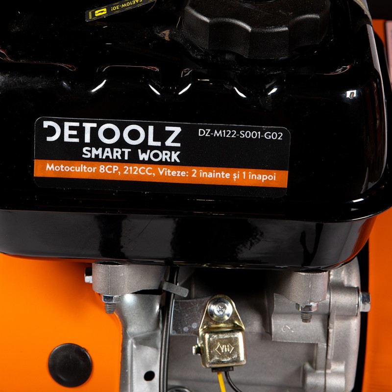 Motocultor Detoolz 8cp 212cc, benzina 4T, 3 viteze, pornire manuala, cu roti