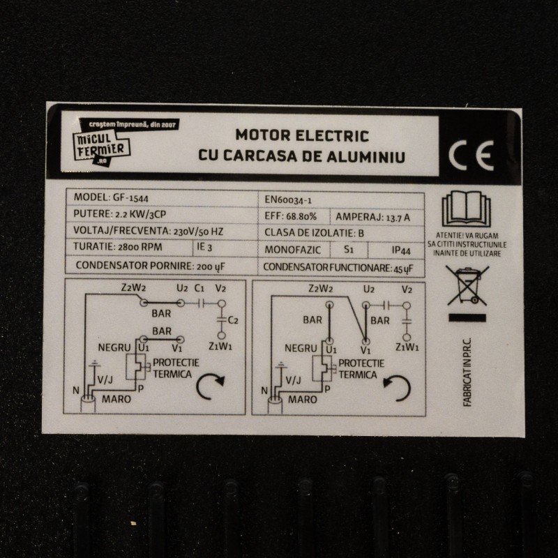 Motor electric Micul Fermier 2.2KW, 2800 rpm, carcasa aluminiu