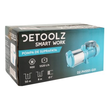 Pompa de suprafata Detoolz 0.9 kW, debit maxim 5520l/h, inaltime maxima de pompare 50m, corp pompa fonta