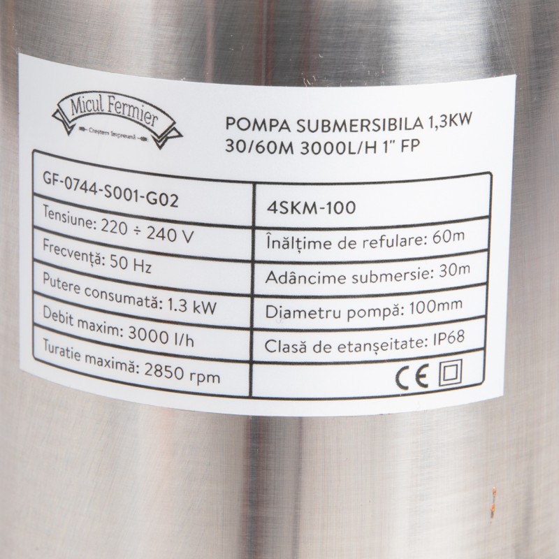 Pompa submersibila 1,3kW 30/60m 3000l/h 1" FP