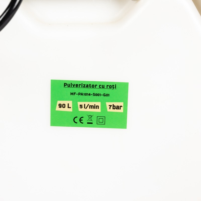 Pulverizator cu acumulator Micul Fermier, volum 90 litri, cu roti