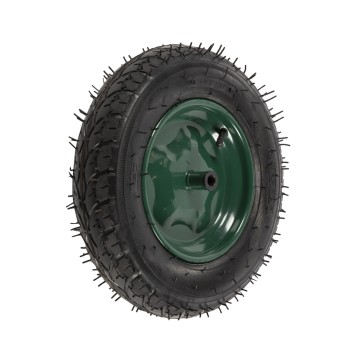 Roata roaba Micul Fermier 3.50-8, diametru ax 14mm, janta verde