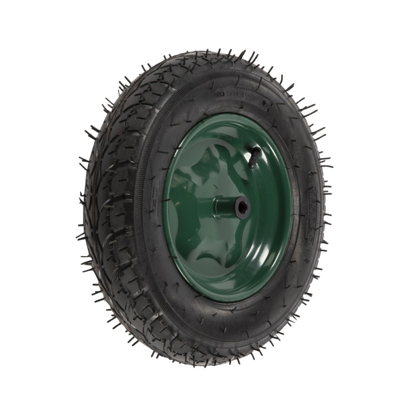 Roata roaba Micul Fermier 3.50-8, diametru ax 14mm, janta verde