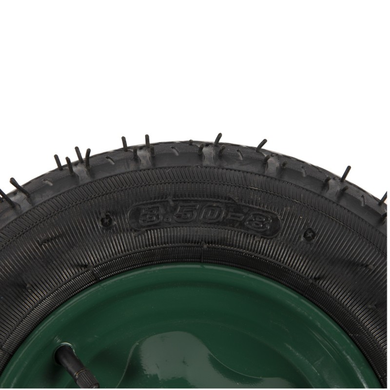 Roata roaba Micul Fermier 3.50-8, diametru ax 14mm, janta verde