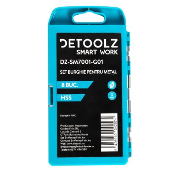 Set burghie Detoolz pentru metal 8 bucati G01