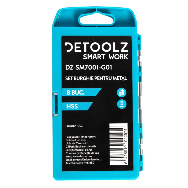 Set burghie Detoolz pentru metal 8 bucati G01