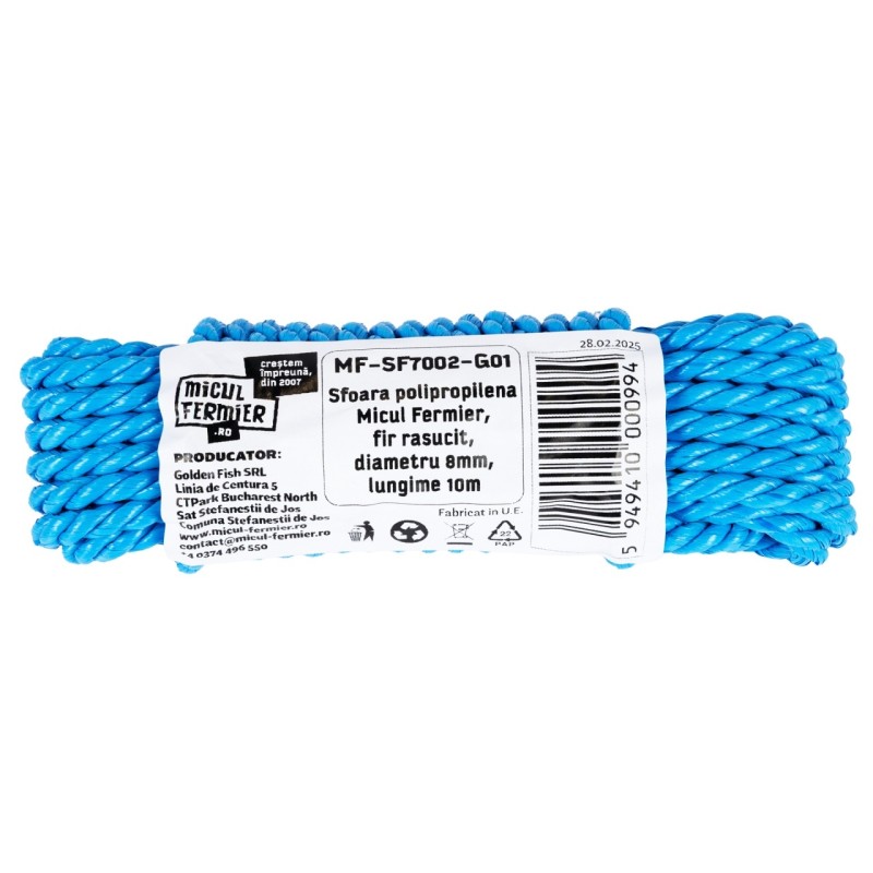 Sfoara polipropilena Micul Fermier, fir rasucit, diametru 8mm, lungime 10m