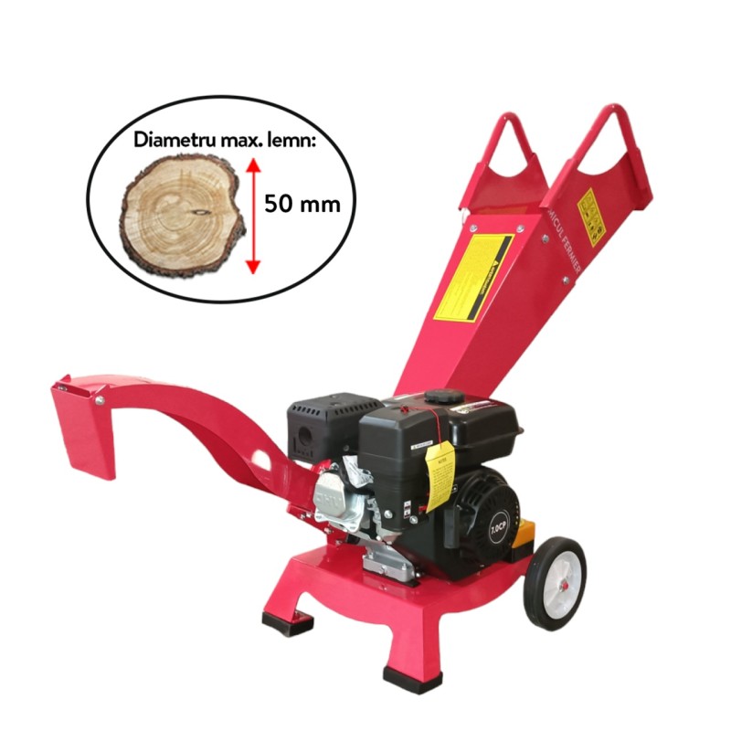 Tocator pentru crengi si vita de vie Micul Fermier, Ø50mm, motor benzina 7CP pentru rumegus
