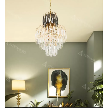 Candelabru Caneis, 4* E14, Metal si Cristal, Auriu, IP.20