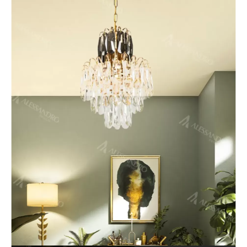 Candelabru Caneis, 4* E14, Metal si Cristal, Auriu, IP.20