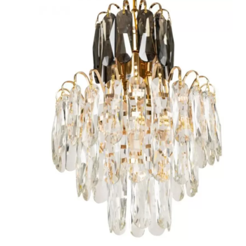 Candelabru Caneis, 4* E14, Metal si Cristal, Auriu, IP.20