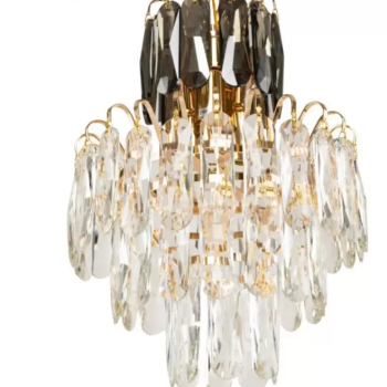 Candelabru Caneis, 4* E14, Metal si Cristal, Auriu, IP.20