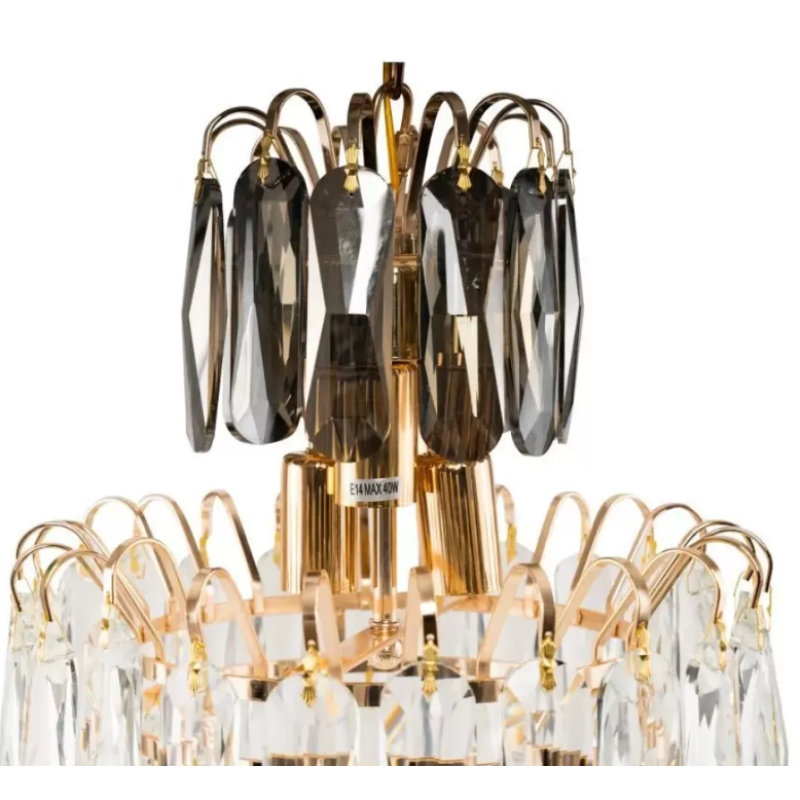Candelabru Caneis, 4* E14, Metal si Cristal, Auriu, IP.20