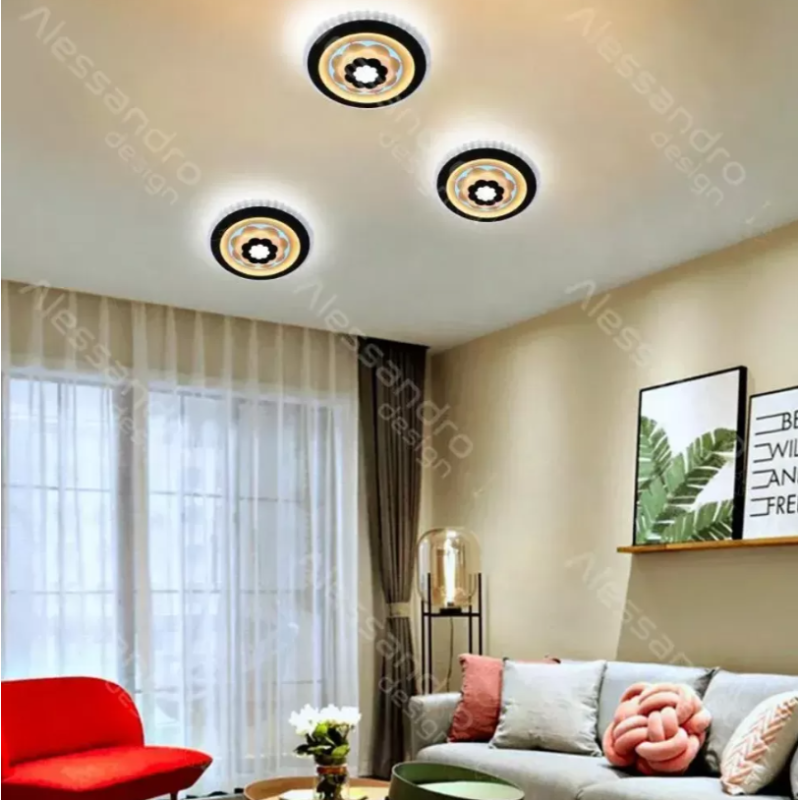 Lustra LED Mati Rotunda Floral Alb 30W