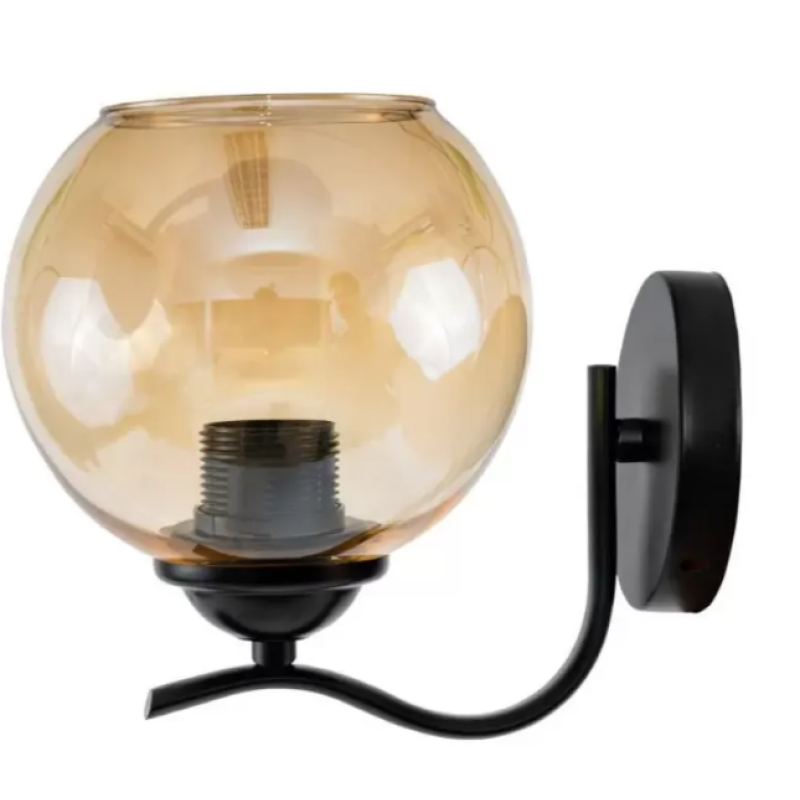 Aplica Sesil, 1*E27, Sticla, Negru