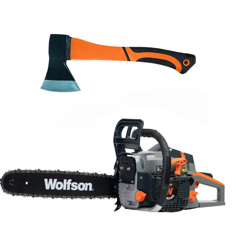 Drujba pe benzina WOLFSON STX-580, 2.6CP, 52CC, 2 lame + 2 lanturi + toporisca fibra Wolfson