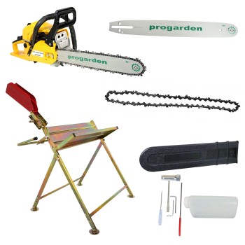 ProGARDEN MF3040P Motoferastrau 400mm, 3CP, benzina 2t, 51cmc + Capra taiat lemne cu suport + Cadou lama si lant