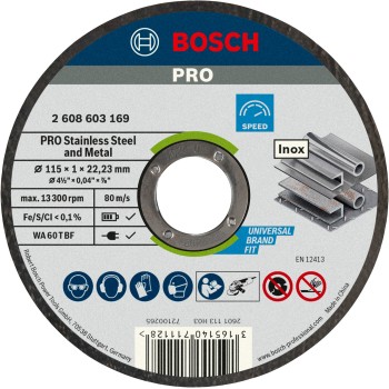 Bosch Disc dreot taiere PRO Stainless Steel and Metal 1x22.23x115mm
