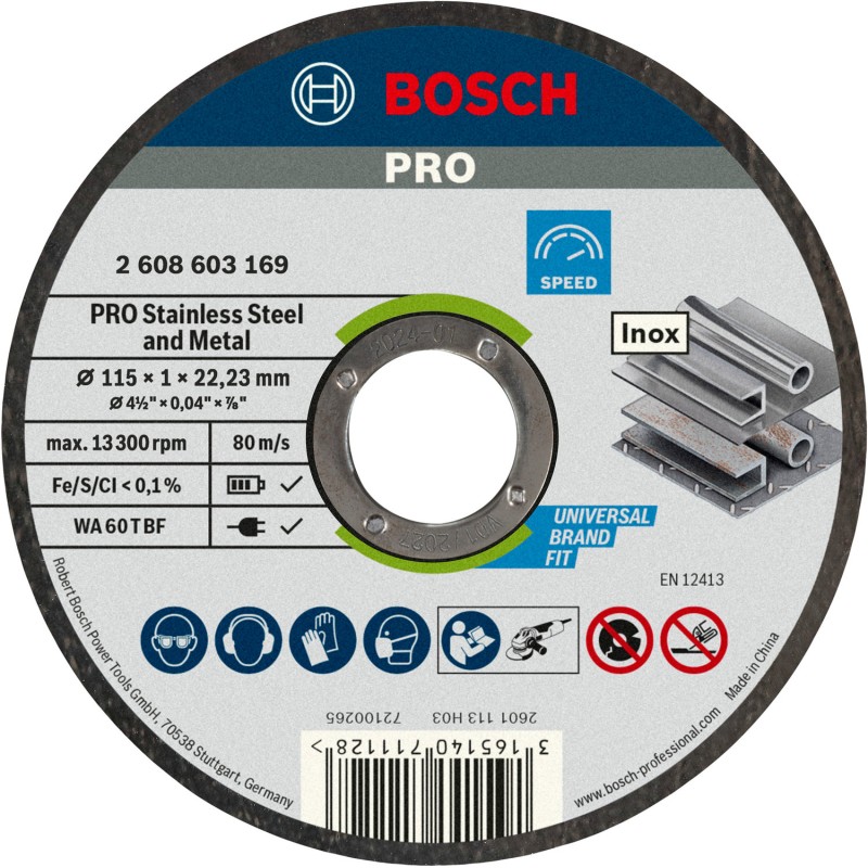 Bosch Disc dreot taiere PRO Stainless Steel and Metal 1x22.23x115mm