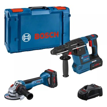 Bosch Kit 2 Scule GBH 18 V-26 Ciocan rotopercutor 2J + GWS 18 V-10 P Polizor unghiular 125mm + 2 Acumulatori Li-Ion 5.5Ah + Incarcator GAL 1880 CV + XL-Boxx