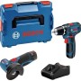 Bosch Set GSR 12V-15 Masina de gaurit + GWS 12V-76 Polizor unghiular + 2 acumulatori GBA 12V 2.0Ah + incărcător GAL 12V-20 Professional + L-BOXX