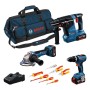 Bosch Set Combi 18V GSB18V-65 + GWS18V-11 + GBH18V‑24C + 3xGBA 18V 5.0Ah + GAL18V-40 + Set 7 scule