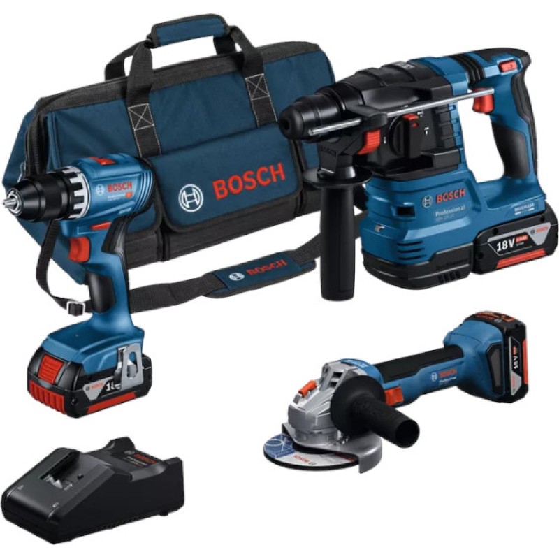 Bosch SET COMBI 18V GSR18V-45 + GWS18V-8 + GBH18V-22 + 3x GBA 18V, 4.0Ah + GAL18