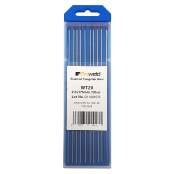 ProWELD WT20 Electrozi tungsten rosu, 2.0x175mm, 10buc