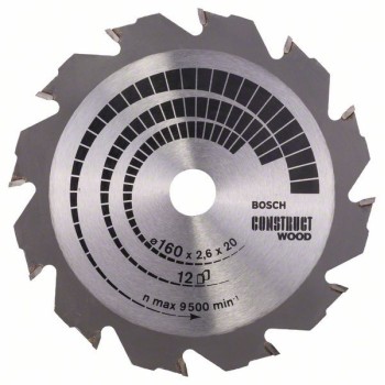 Bosch Panza ferastrau circular Construct Wood, 160x20x2.6mm, 12T