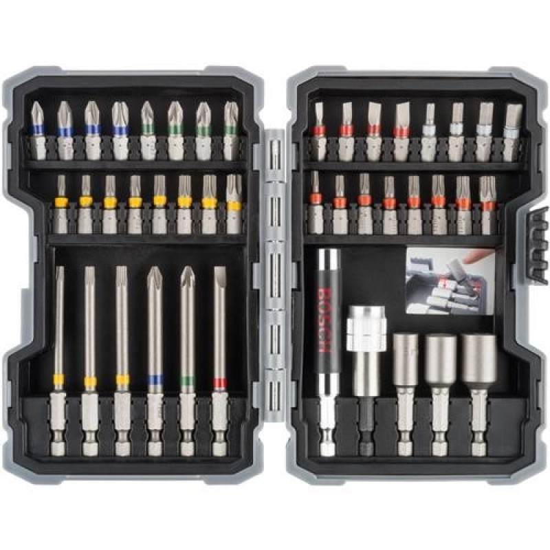 Bosch Set 43 buc capete de surubelnita si chei tubulare, PH1; PH2 (2x); PH3; PZ1; PZ2