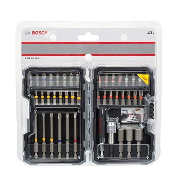 Bosch Set 43 buc capete de surubelnita si chei tubulare, PH1; PH2 (2x); PH3; PZ1; PZ2